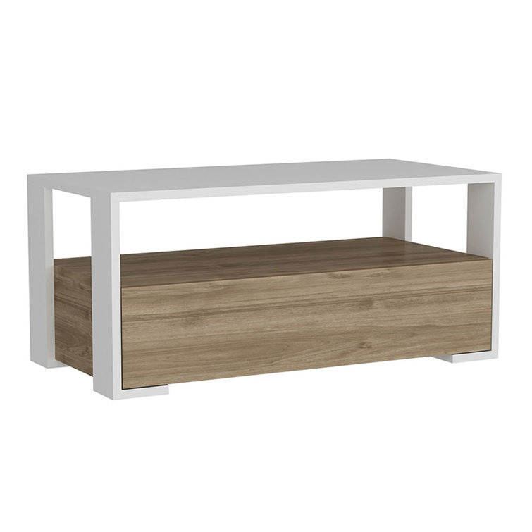 Union Rustic Algonac Floor Shelf Coffee Table with Storage Wayfair.co.uk